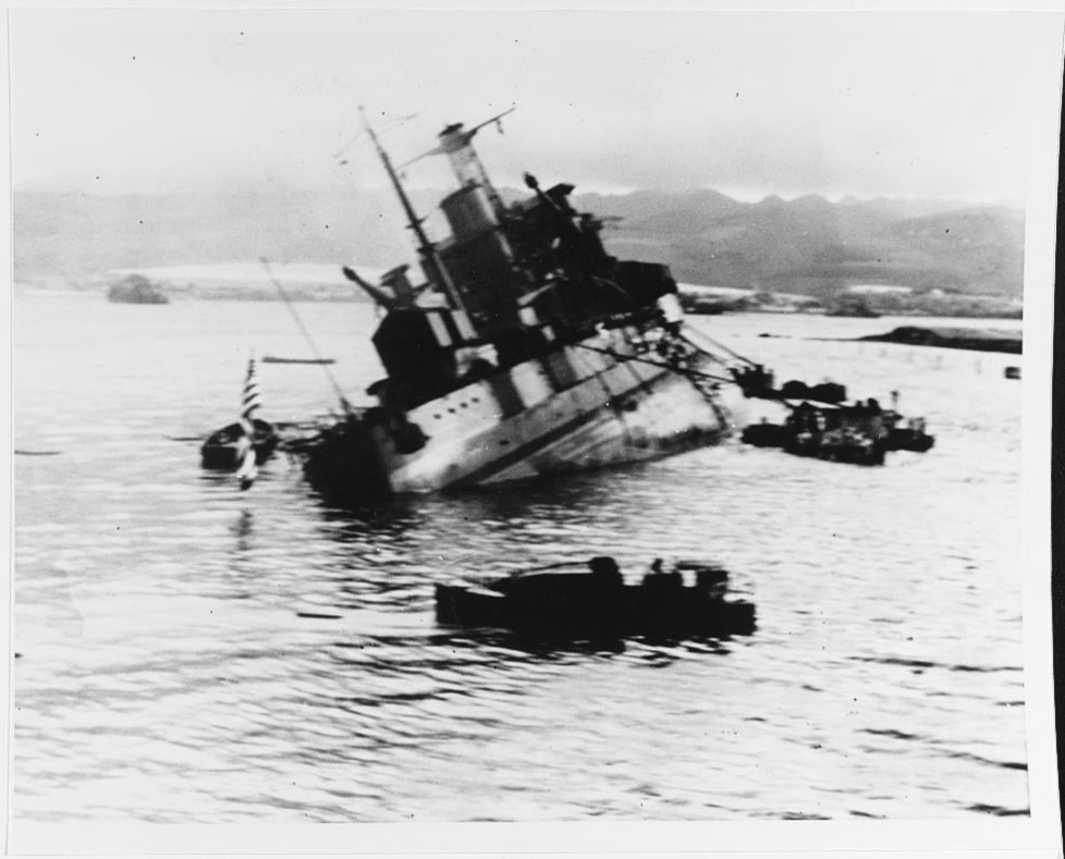 This is an image of the USS Utah as it was sinking after the Japanese attack on Pearl Harbor Dec. 7, 1941.